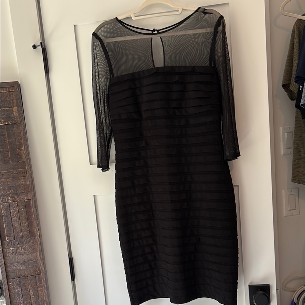 Adrianna Papell Black Long Sleeve Sheath Dress